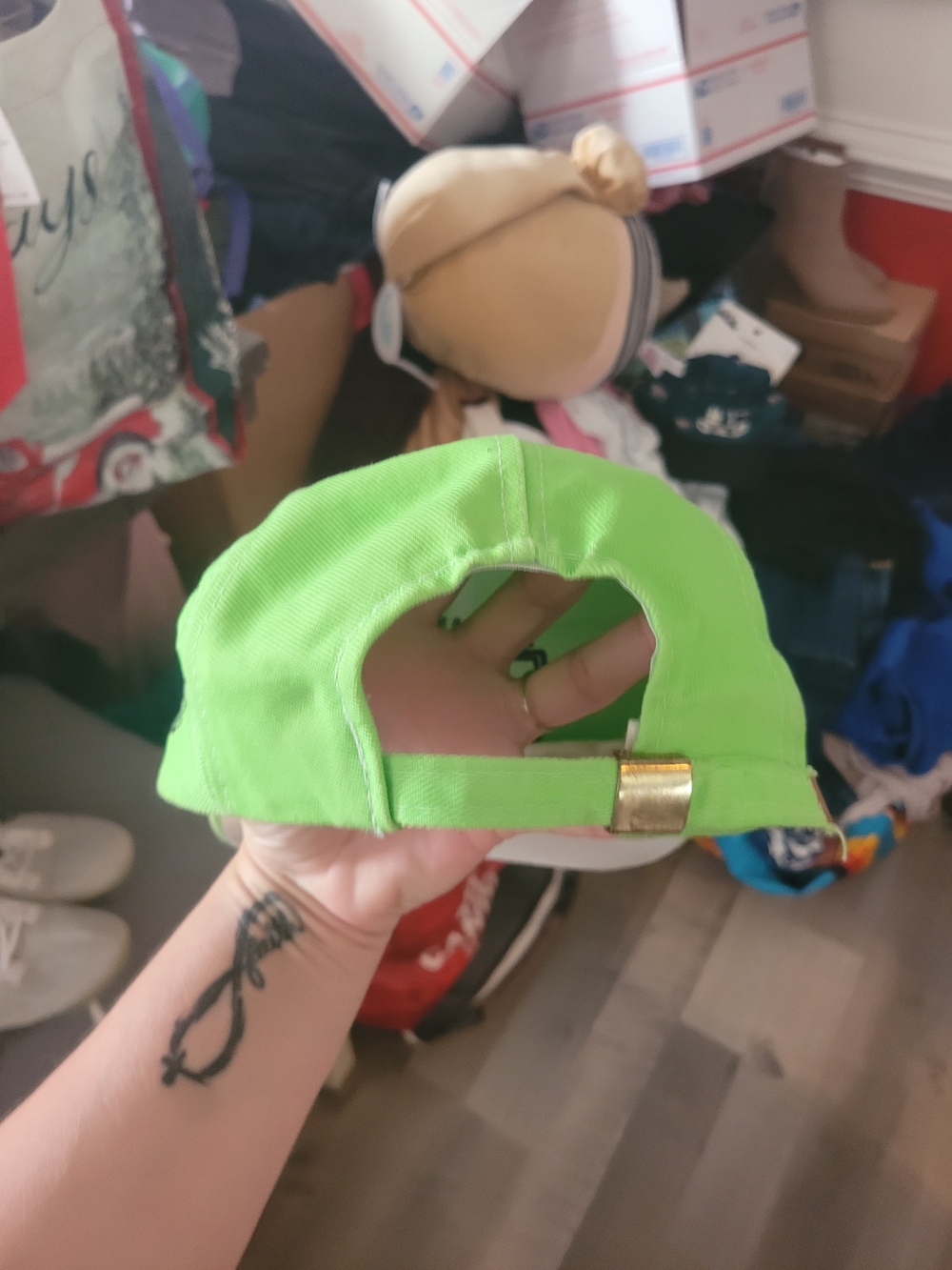 Tommy Hilfiger Neon Lime Logo Cap Vintage Y2k One Size - Picture 3 of 3
